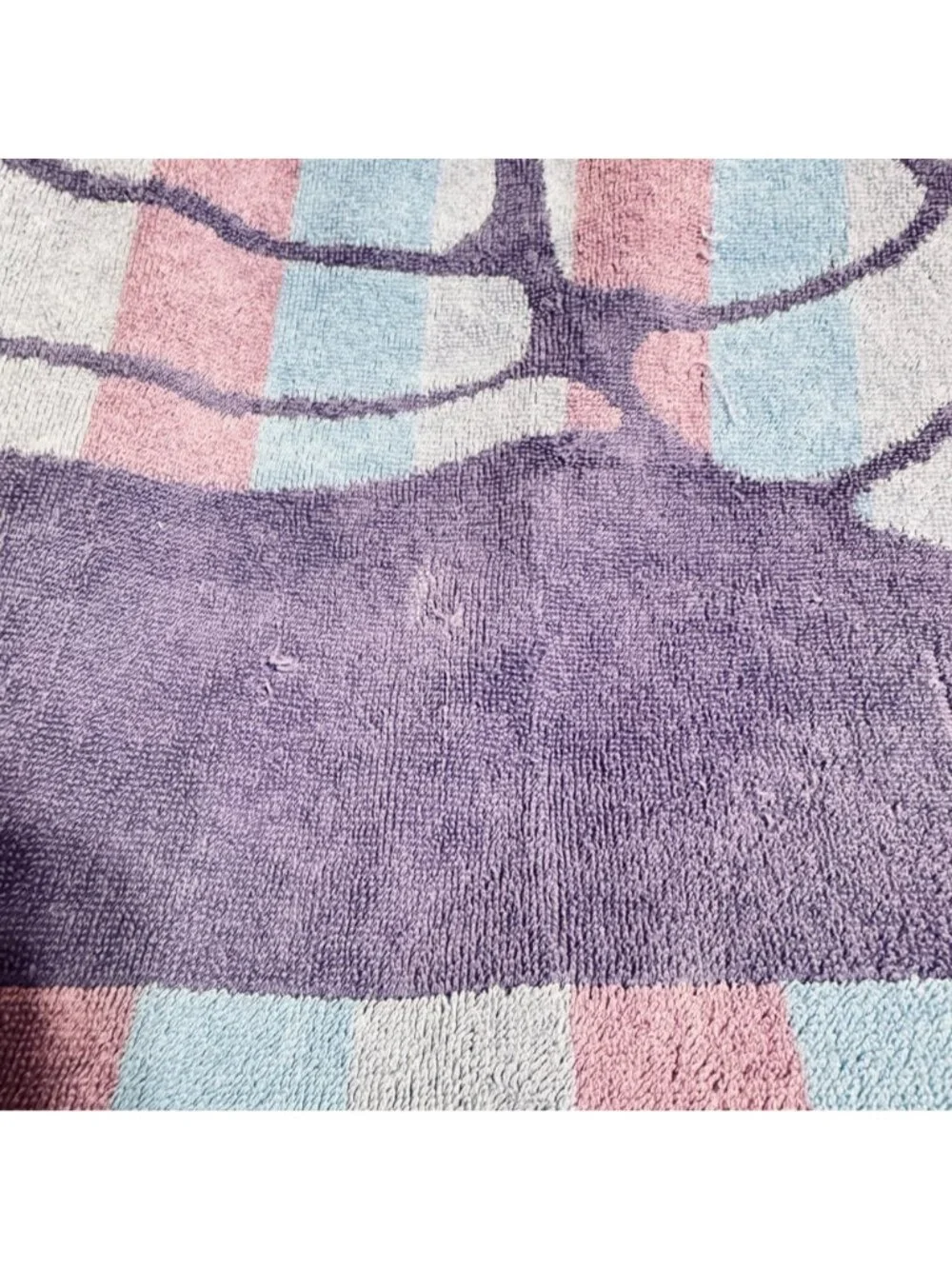 Vintage Palm Cove Beach Bath Towel 33 X 72 Sea Shells Cotton Pastel Purple Blue